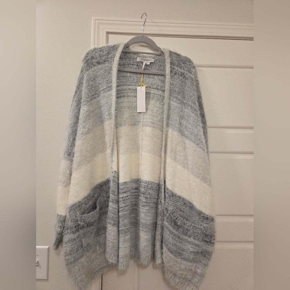 BCBGeneration Gray and White Women's‎ Cardigan Sweater, Super Soft, NWT!